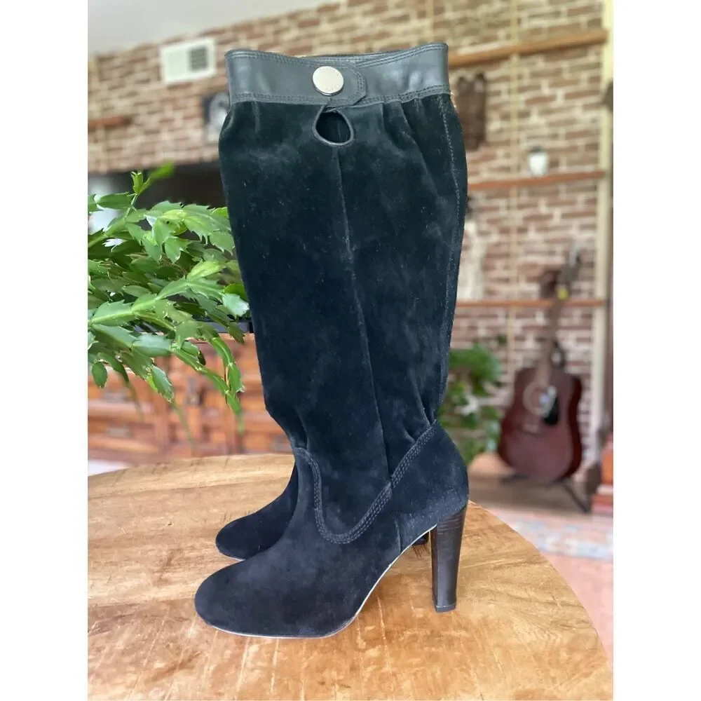 Michael Kors Harness Knee High Suede Black Boots - SIZE 7.5